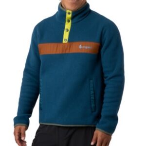 Cotopaxi Men’s Teva Aqua & Brown Half Snap Fleece Pullover Sz S